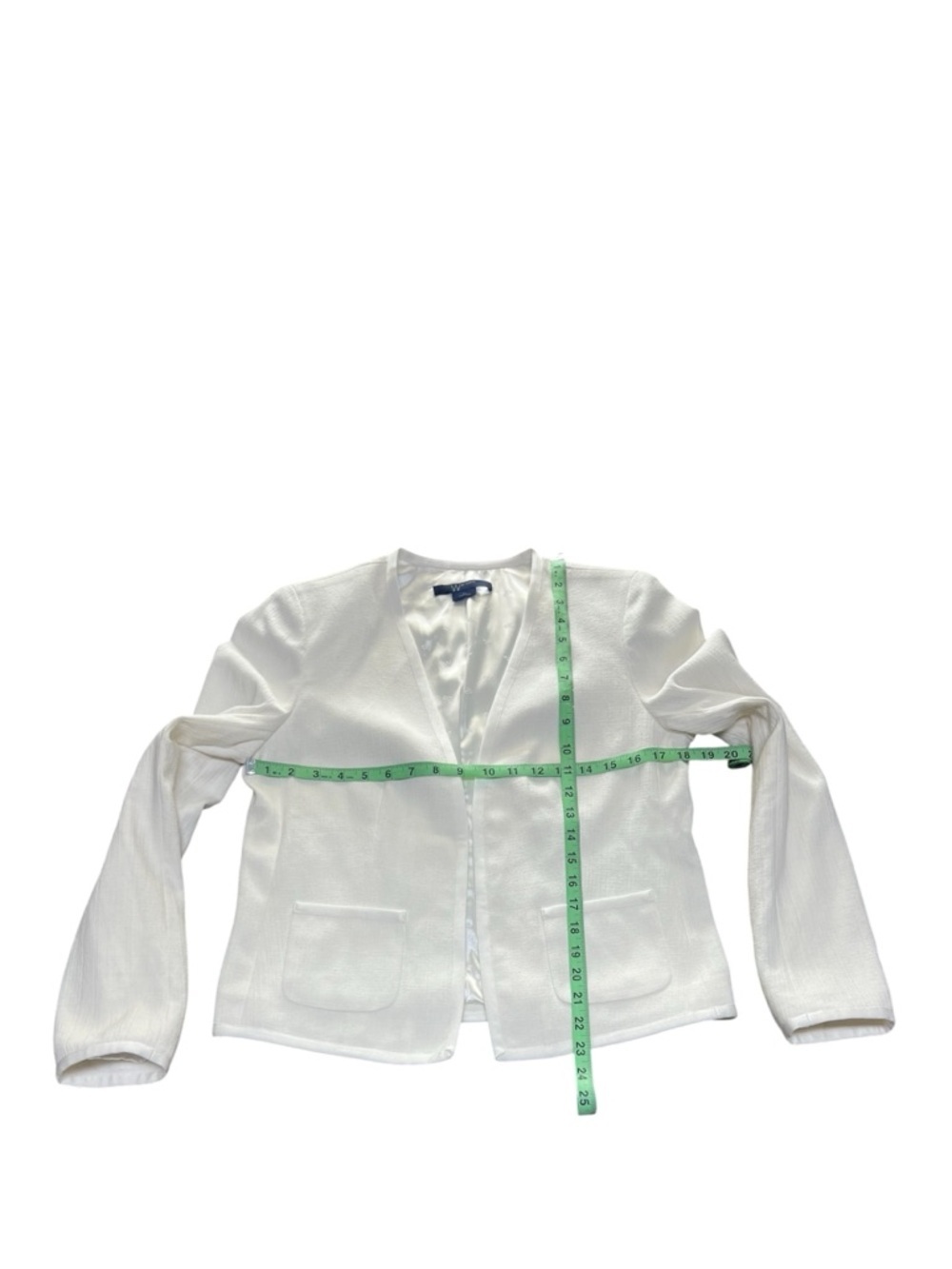 W By Worth Ivory Blazer Size 10 Womens Linen Blend Open Front Jacket Chic - Picture 5 of 8